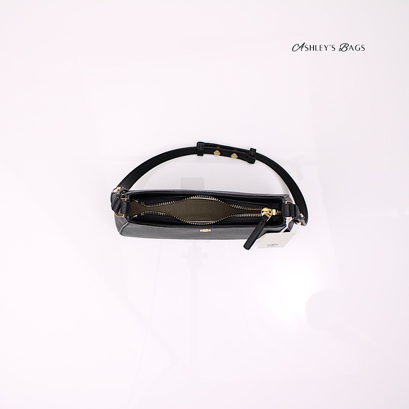 Tory Burch Emerson Saffiano Leather Shoulder Bag & Card Holder Wallet In Black - Picture 8 of 13